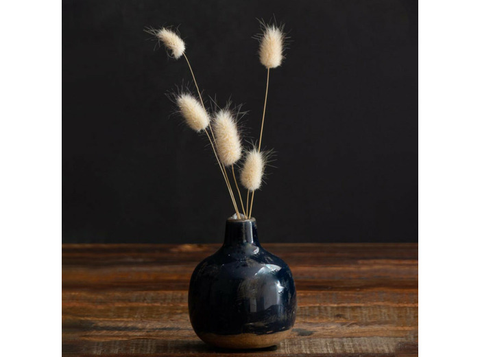 Vase céramique bleu marine 10x9cm