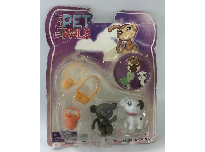 FIGURINE MINI PET PALS 2 FIGURINES CHIEN ET SINGE BOITE ABIMEE