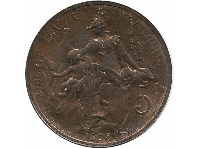 FRANCE 5 CENTIMES DUPUIS 1898 SUP/NC