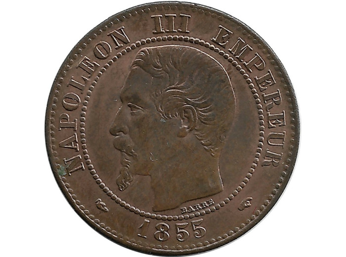 FRANCE 2 CENTIMES NAPOLEON III 1855 A CHIEN SUP