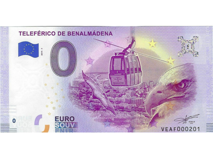 ESPAGNE 2019-1 TELEFERICO DE BENALMADENA BILLET SOUVENIR 0 EURO TOURISTIQUE NEUF