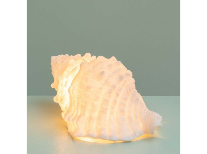 Lampe à poser coquillage blanc en résine 43x22x17cm