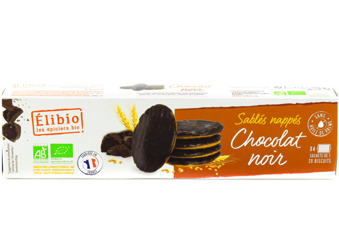 Biscuits Sablés Nappés Chocolat Noir Bio 200g