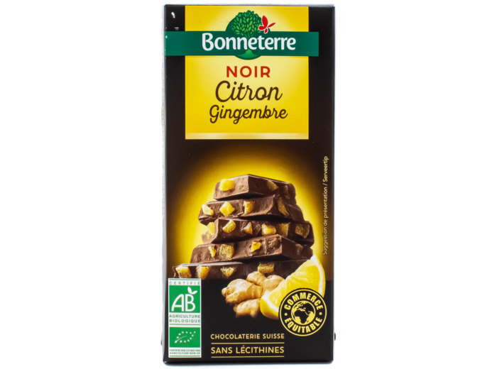 Chocolat Noir Citron Gingembre Bio 100g
