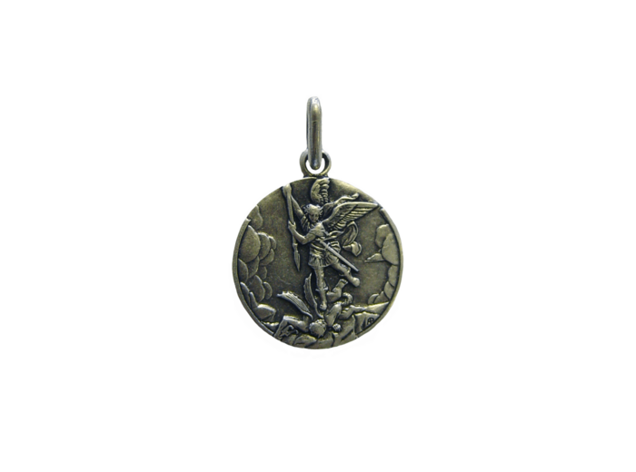 Médaille 18mm en Métal Argenté - SAINT MICHEL