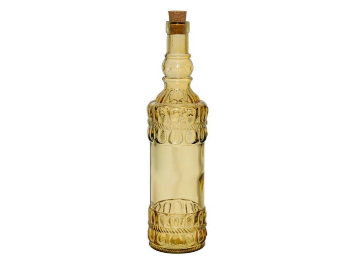 Bouteille carafe verre recyclé Ourea jaune 34x8x8cm