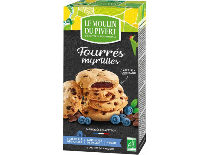 Biscuit fourre myrtille pepite choc 175g MOULIN DU PIVERT
