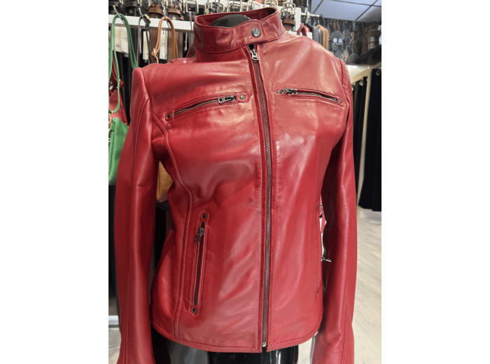 GEN1924 Blouson femme cuir rouge