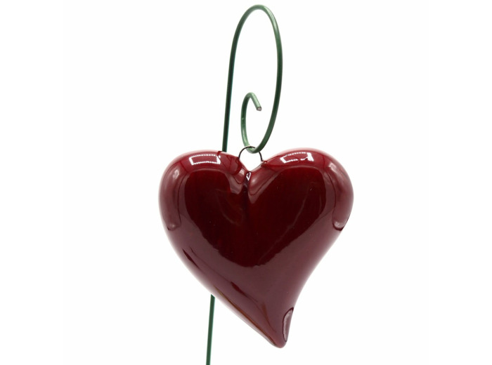Coeur rouge suspendu en céramique 6 cm - B033