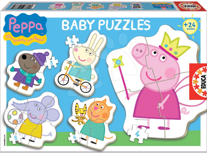 Educa - Peppa Pig Baby Puzzles. 5 Puzzles progressifs de 3 à 5 pièces. Recommandé à partir de 24 Mois (18589)