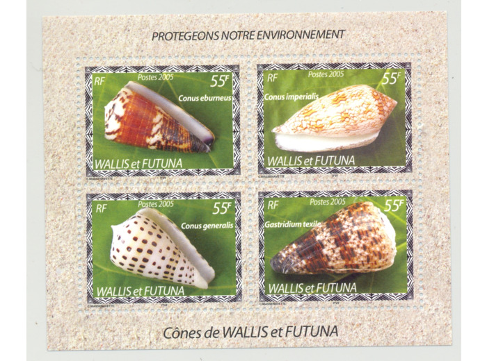 WALLIS ET FUTUNA FEUILLE  YT 628 a 631 COQUILLAGES NEUF ** LUXE