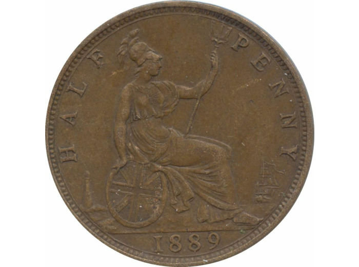 GRANDE BRETAGNE 1/2 PENNY VICTORIA 1889 TTB