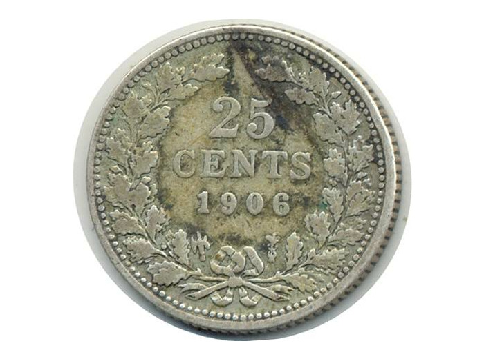 PAYS-BAS 25 CENTS 1906 WILHELMINA I TB+ (W120.2)