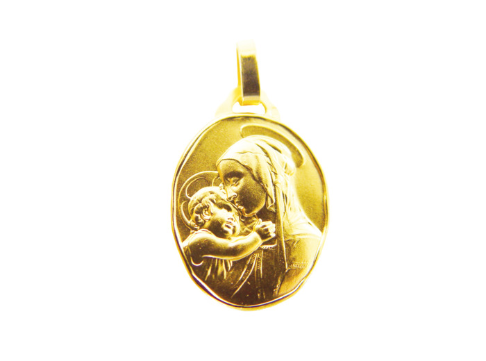 Médaille 18mm en Plaqué Or - VIERGE ENFANT