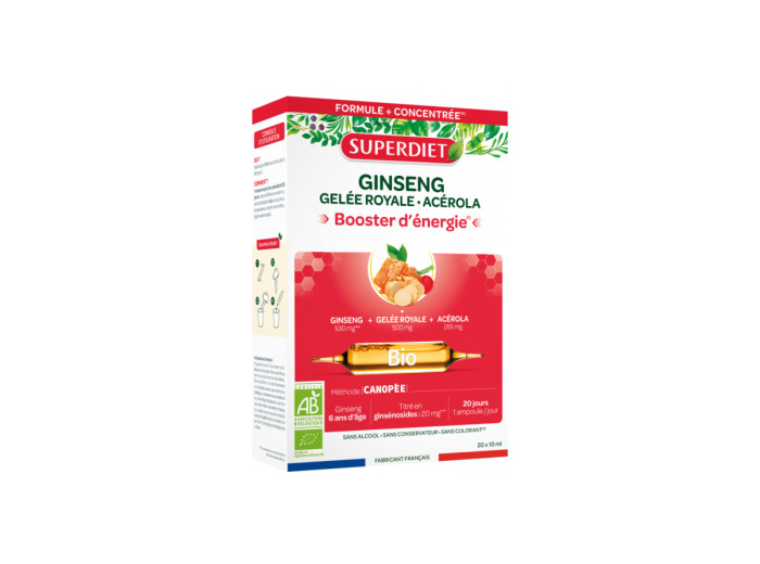 Ginseng Gelée Royale Acérola Bio 20 ampoules de 10ml