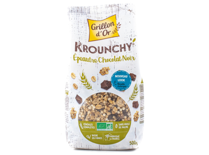 Céréales Déjeuner Krounchy Epeautre Chocolat Noir Bio 500g