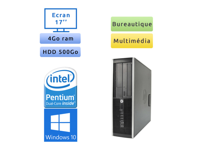 Hp 8200 Elite SFF - Windows 10 - G630 4GB 500GB - Ecran 17  - PC Tour Bureautique Ordinateur