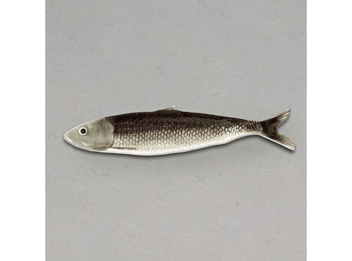 Plateau Allongé Sardine grise céramique 8x31cm