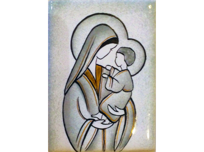 Vierge de Notre Dame resse gris bleu 9,6X6,8cm - EMAUX DU LIBAN