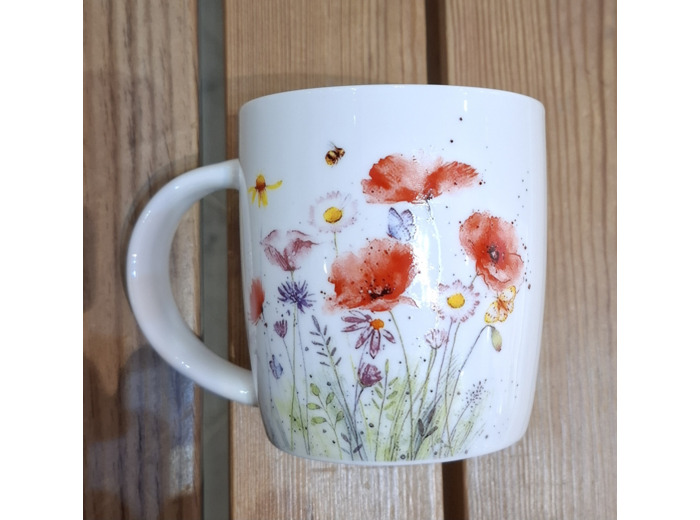 Mug porcelaine décor Coquelicot