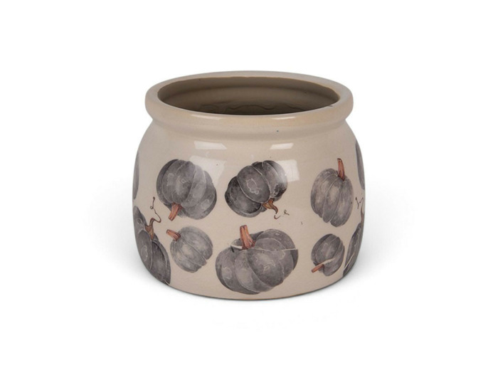 Pot de Fleurs céramique Citrouille gris 12x10cm
