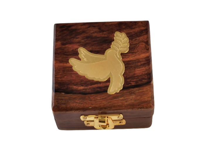 Boîte à Chapelets carrée en bois COLOMBE 7.5x7.5xHt4.5cm