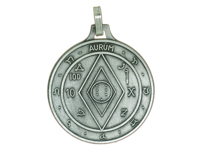 Médaille 30mm en Métal Argenté - PENTACLE 14 RICHESSES