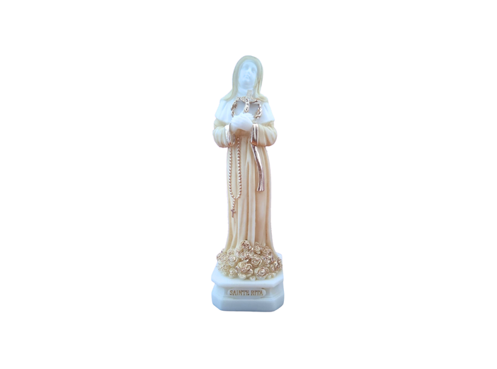 Sainte Rita - Statue en albâtre 12cm - Beige et Or