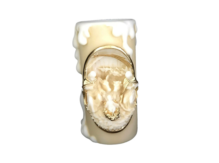 CHANDELLE  ALBATRE 11CM - Crêche Beige et Or