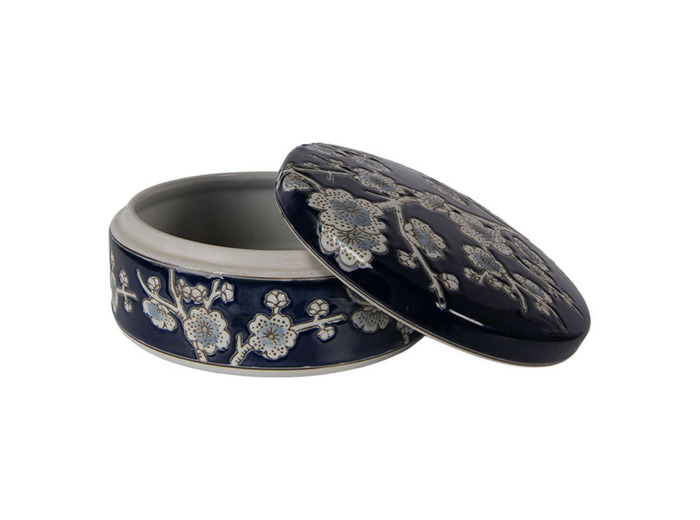 Boîte à bijoux céramique bleu 8x8x18cm