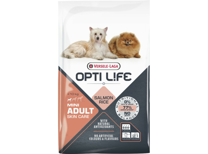 Croquettes OPTI LIFE Adult Skin care Mini au saumon & riz - 2 tailles