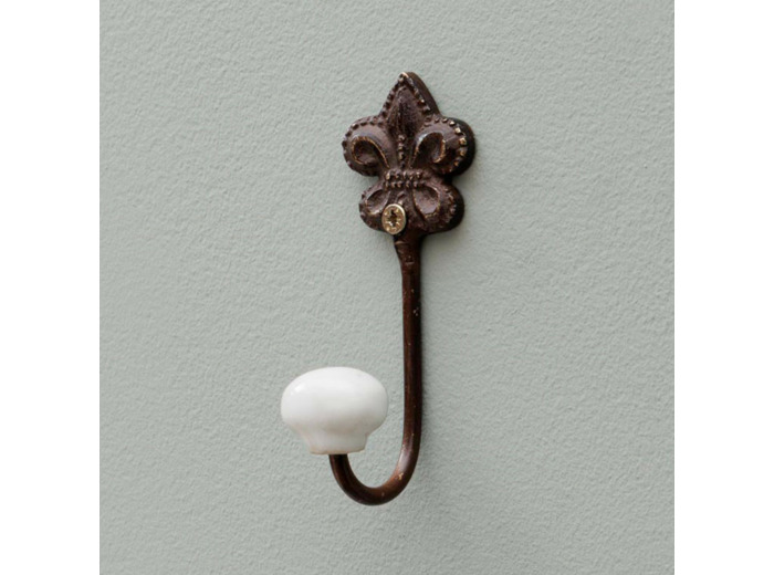 Patère fleur de Lys fer brun 10x4cm