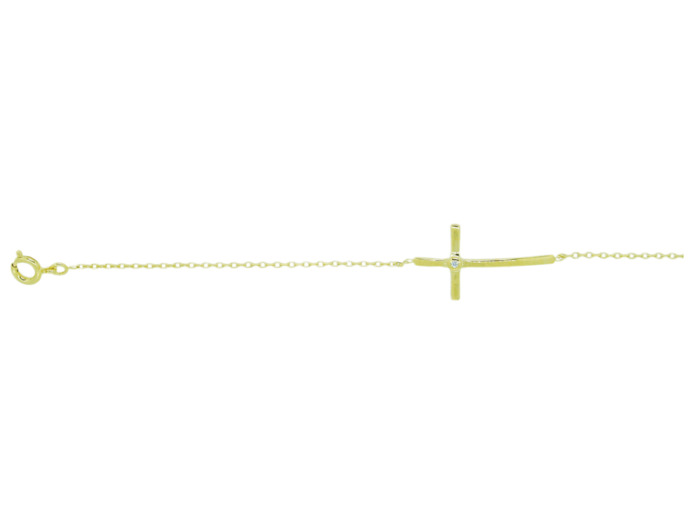 Bracelet en Plaque Or - CROIX + ZIRCON