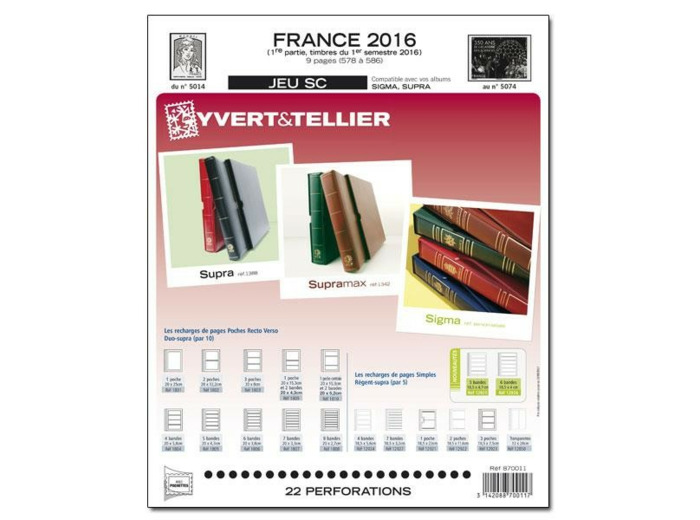 Yvert et Tellier FRANCE SC 2016 - 1er SEMESTRE (jeux avec pochettes)
