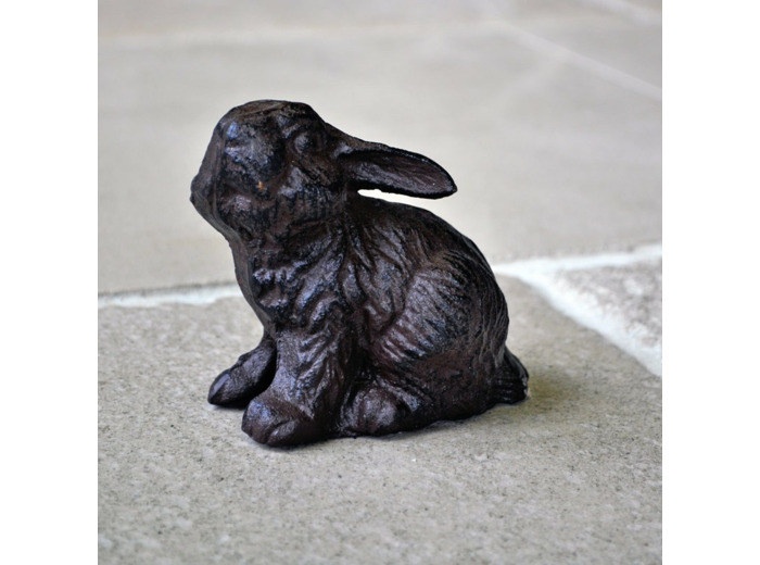 Lapin décoratif en fonte marron 12x6x12cm