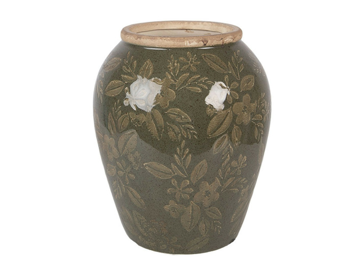 Vase céramique vert brun 16x16x20cm