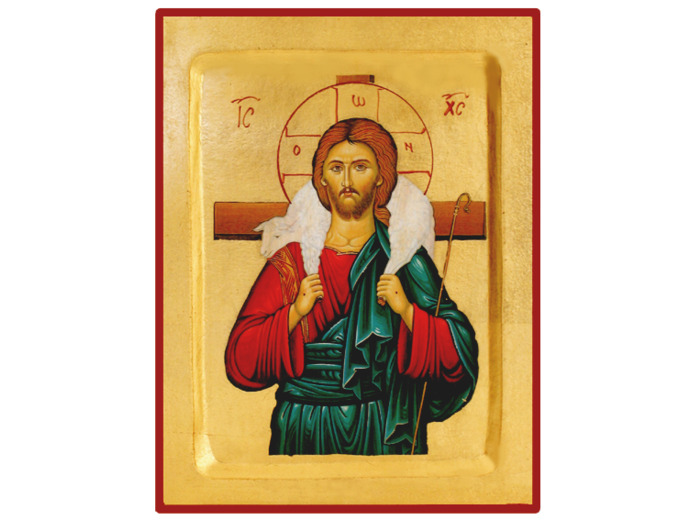 Icône dorée incurvée 18*23cm - CHRIST BON PASTEUR