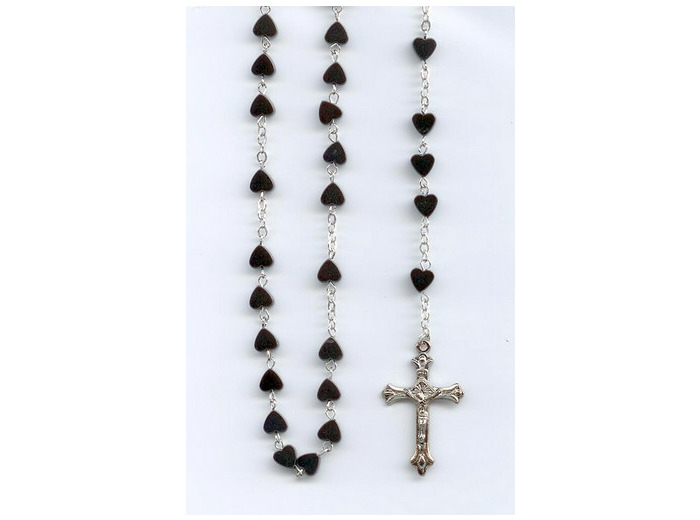 Chapelet Hématite chaine argentée- grains COEUR