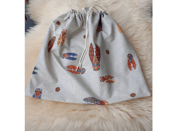 SAC AVEC LIENS EN TISSU ENDUIT IMPRIME CIGALES