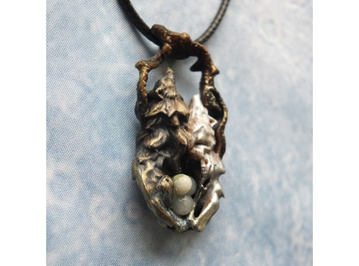 Pendentif "Hati et Sköll" pierres naturelles amazonite