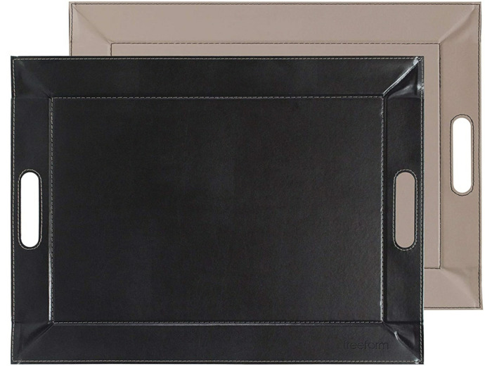 Plateau bicolore réversible - Noir et Taupe - 55 x 41