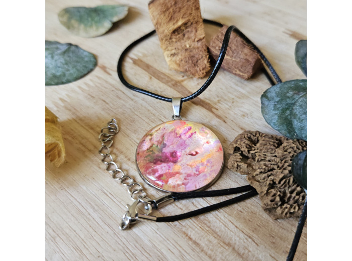 Collier en cordon ciré noir unique fait main