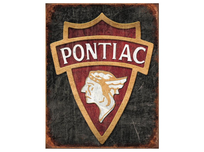 Plaque métal Pontiac - logo - 31,5 x 40 cm.