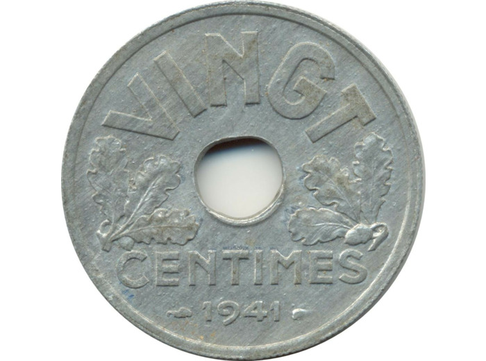 FRANCE 20 CENTIMES TYPE VINGT 1941 SUP-