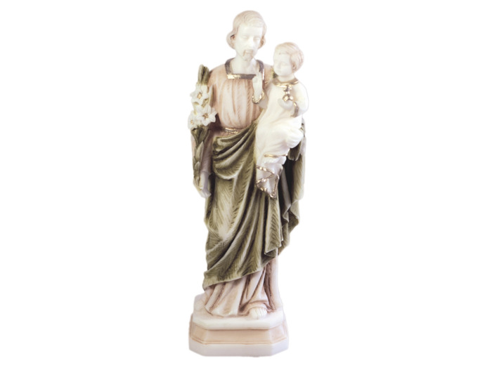 St Joseph - Statue en albâtre 20cm -Couleur