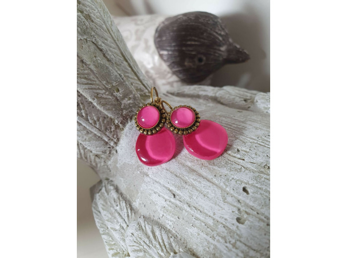 BOUCLES D'OREILLES DORMEUSES rose