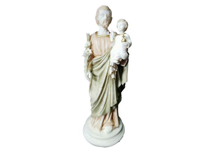 St Joseph - Statue en albâtre 38cm -Couleur