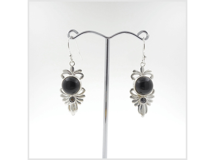 Boucles Onyx en argent massif