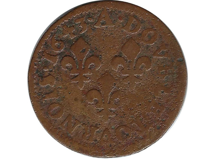LOUIS XIII (1610-1643) DOUBLE TOURNOIS 1643 A (Paris) TB