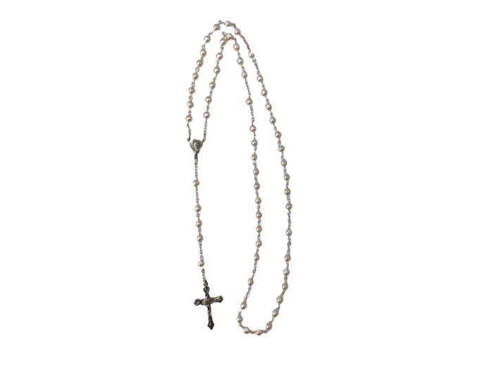 Chapelet avec Perles en Nacre sur Chaîne en Argent 925 - BLANC 6mm